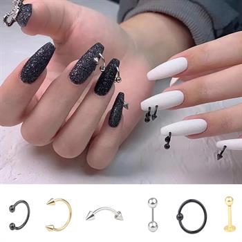 Adanil Tırnak Piercingi Nail Art Süsleme Piercing Gümüş