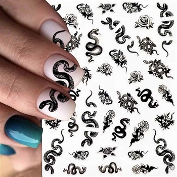 ADANİL YILAN VE GÜL DESENLİ STICKER WG466