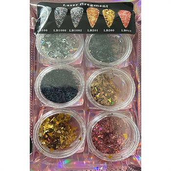Glitter Tırnak Pulu Seti 6lı Lazer Görünümlü Pul Seti