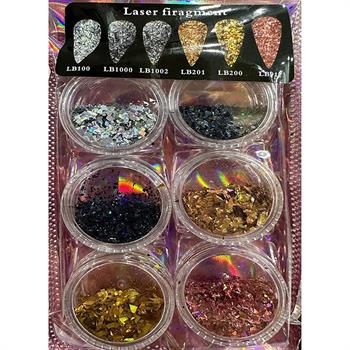 Glitter Tırnak Pulu Seti 6lı Lazer Görünümlü Pul Seti