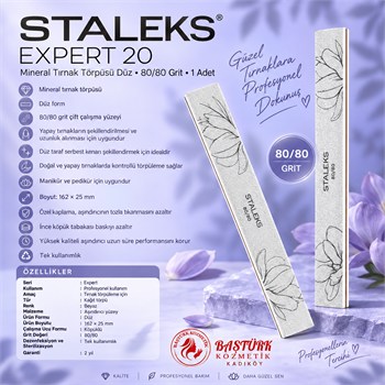 STALEKS EXPERT 20 Mineral Tırnak Törpüsü Düz - 80/80 Grit (25 Adet)