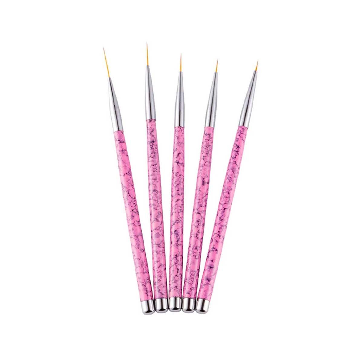 5'li Tırnak Süsleme Nail Art Fırça Seti 0 Numara Çizim Fırçaları - 5Lİ-İNCE-UÇ-NAIL-ART-FIRÇA-SETİ