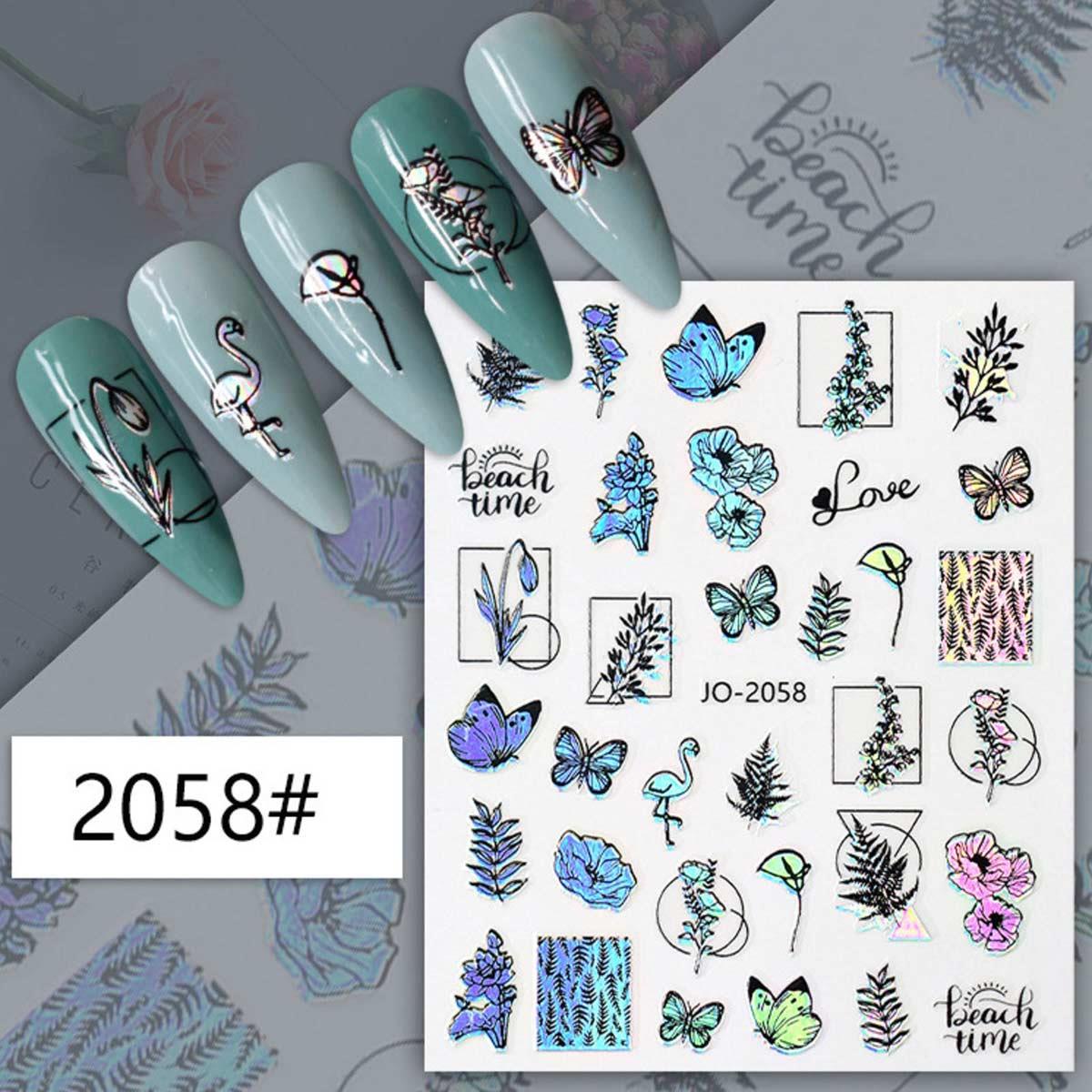 Adanil Çiçek Kelebek Yaprak Hologramlı Sticker J0-2058 - ADANİL-STICKER-J0-2058
