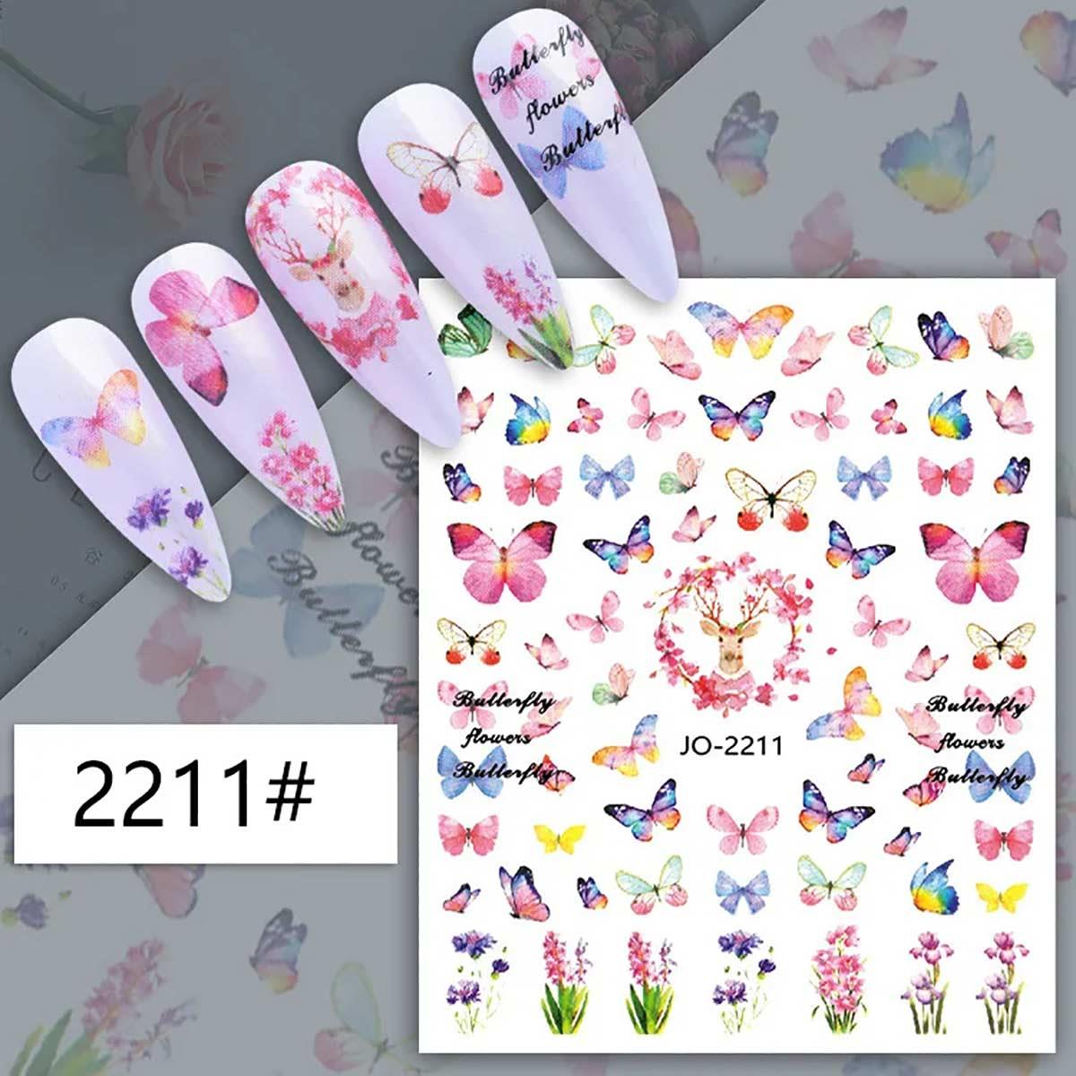 Adanil Kelebek Geyik Çiçek Sticker J0-2211 - ADANİL-STICKER-J0-2211