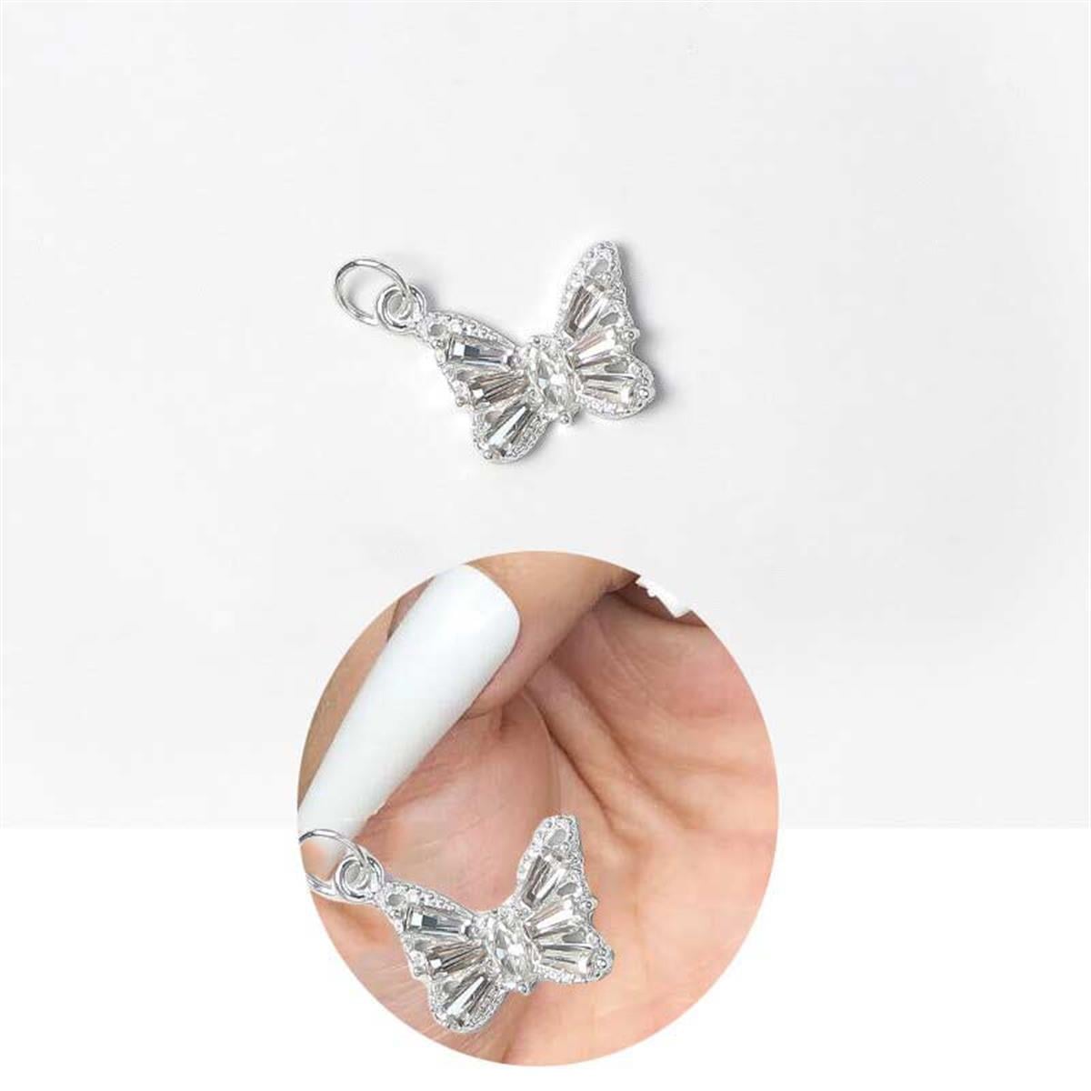 Adanil Kelebek Tırnak Piercingi Nail Art Süsleme Piercing Gümüş Kelebek - ADANİL-TIRNAK-PIERCING-GÜMÜŞ-KELEBEK