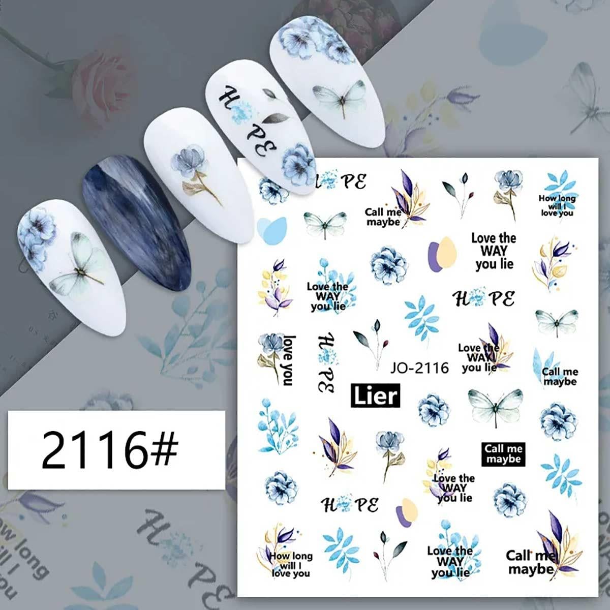 Adanil Mavi Çiçek Yusufçuk Yazılı Sticker J0-2116 - ADANİL-STICKER-J0-2116
