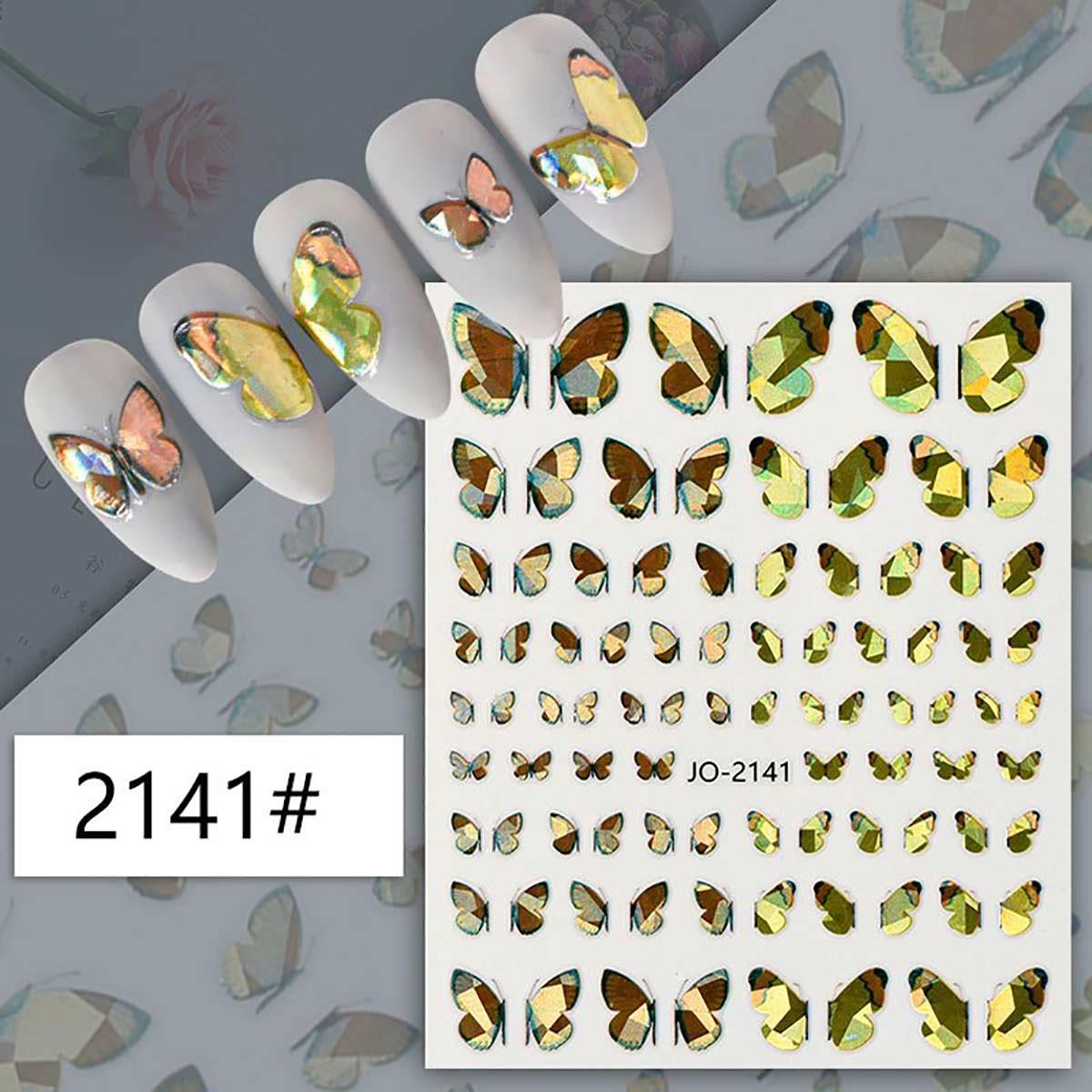 Adanil Yeşil Tonlu Hologramlı Kelebek Sticker J0-2141 - ADANİL-STICKER-J0-2141