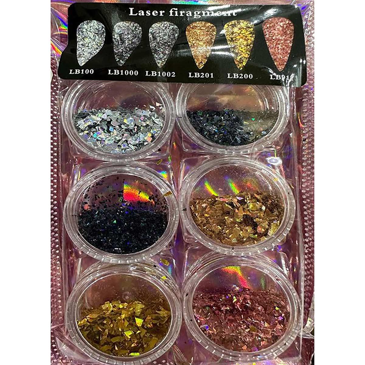 Glitter Tırnak Pulu Seti 6'lı Lazer Görünümlü Pul Seti - ADANİL-6-LI-LASER-FRAGMENTS