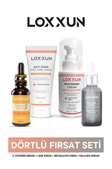 C Vitamini Serum + Kolajen Serum + Beyazlatıcı Krem + Leke Kremi Seti