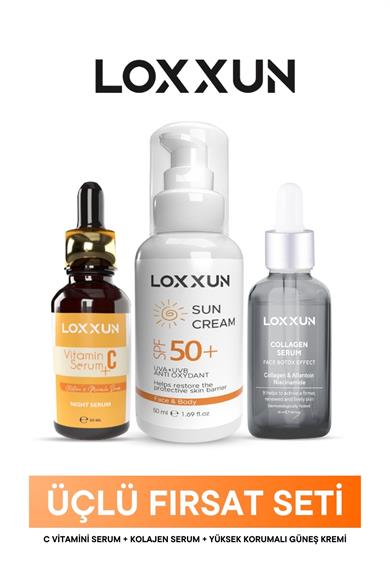 C Vitamini Serum + Kolajen Serum + Yüksek Korumalı Güneş Kremi