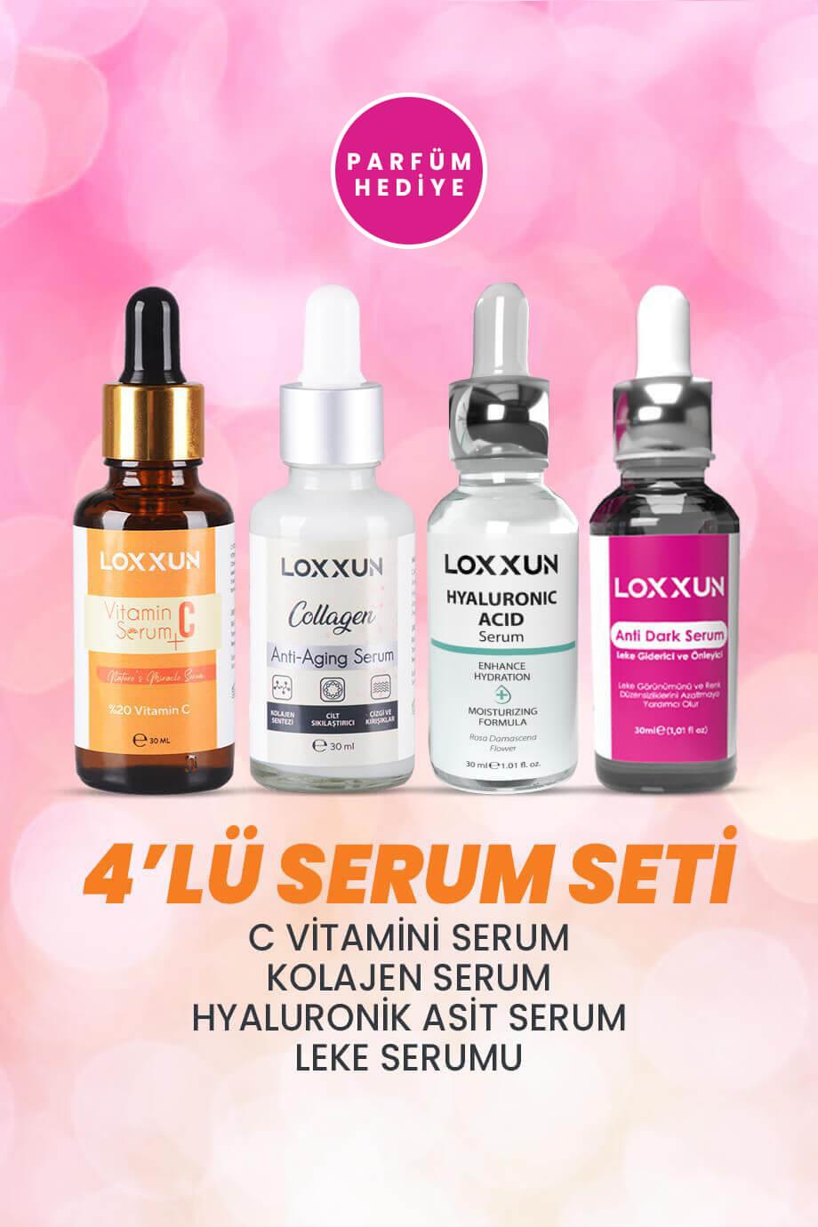 C Vitamin Serum + Kolajen Serum + Hyaluronik Asit Serum + Leke Serum -  Loxxun Kozmetik