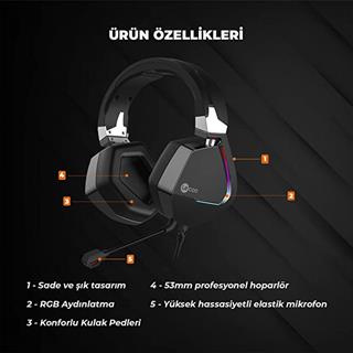 Lecoo HT402 Surround 7.1 Kulak Üstü RGB LED Aydınlatmalı Kablolu Çıkartılabilir Mikrofonlu Gaming Kulaklık Siyah