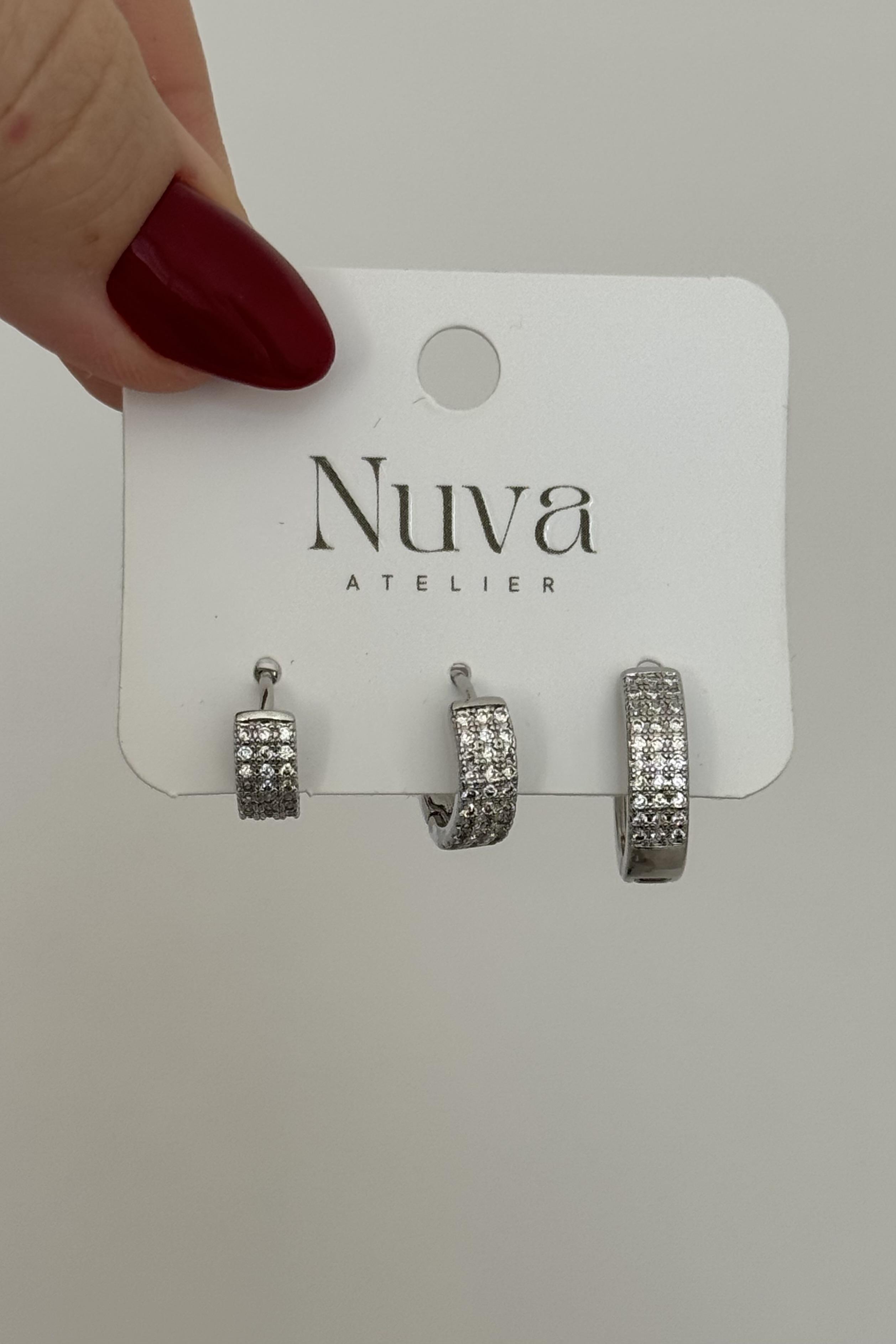 3'lü Set Silver Küpe