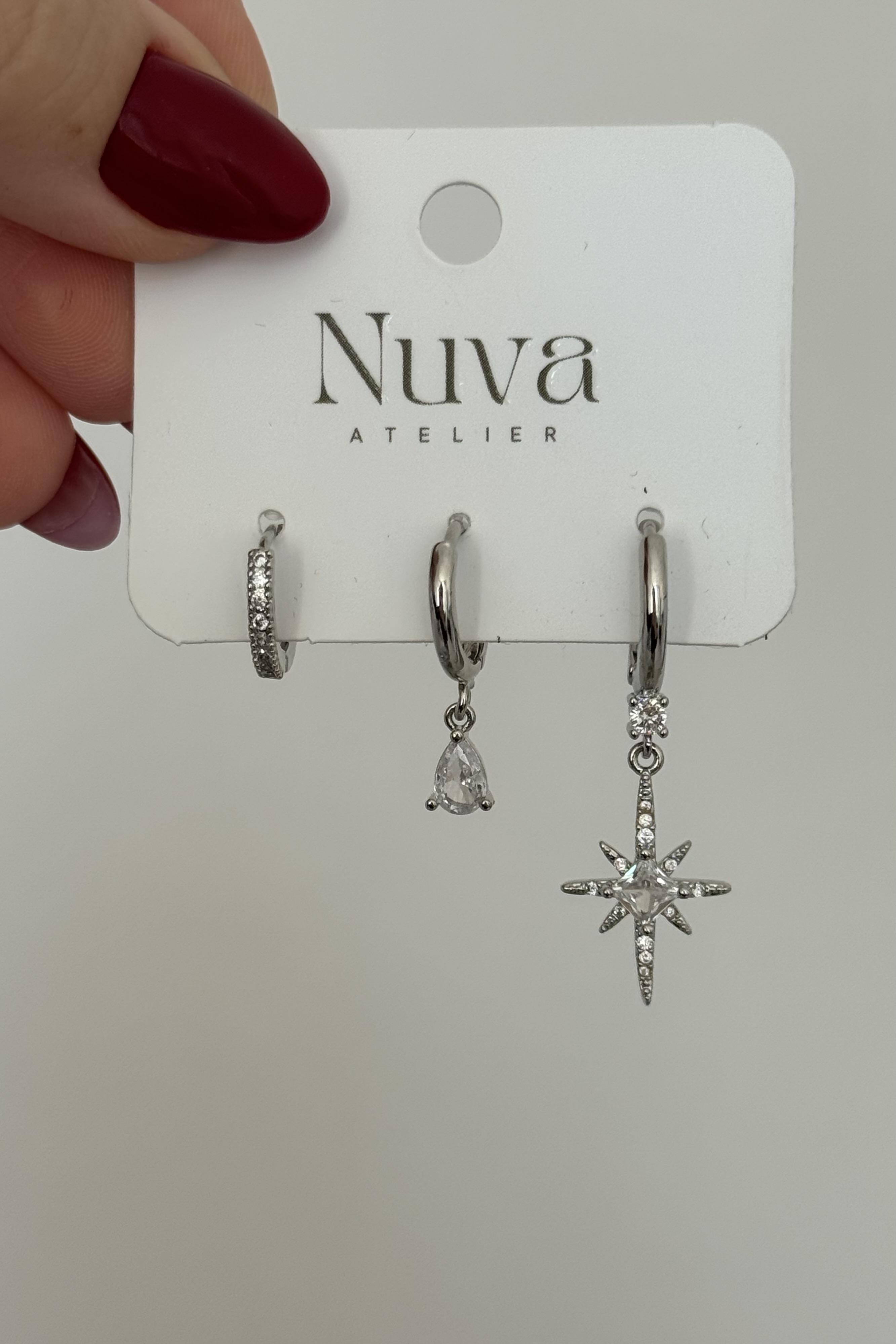 3'lü Set Silver Küpe