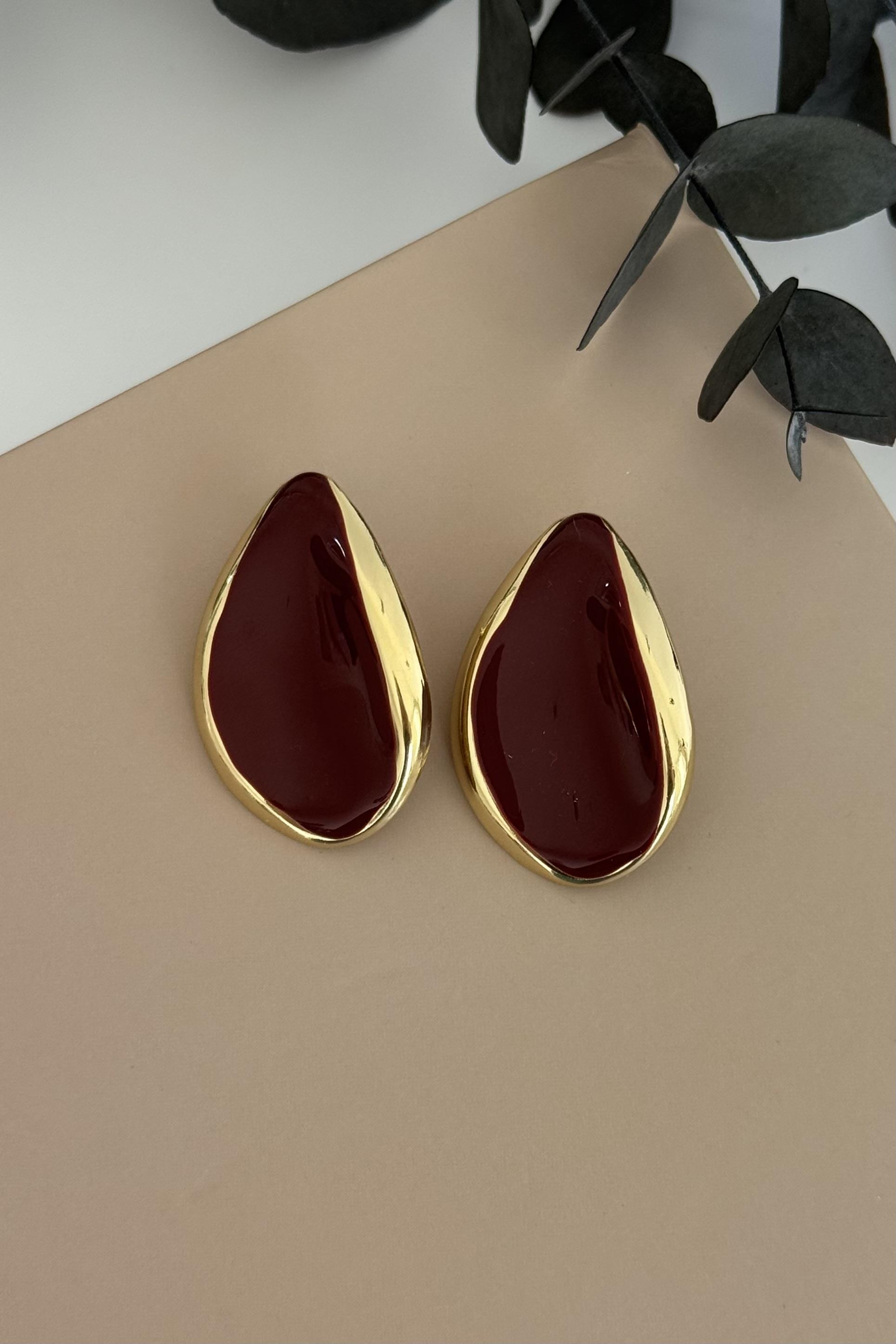 Asimetrik Damla Model Bordo Küpe