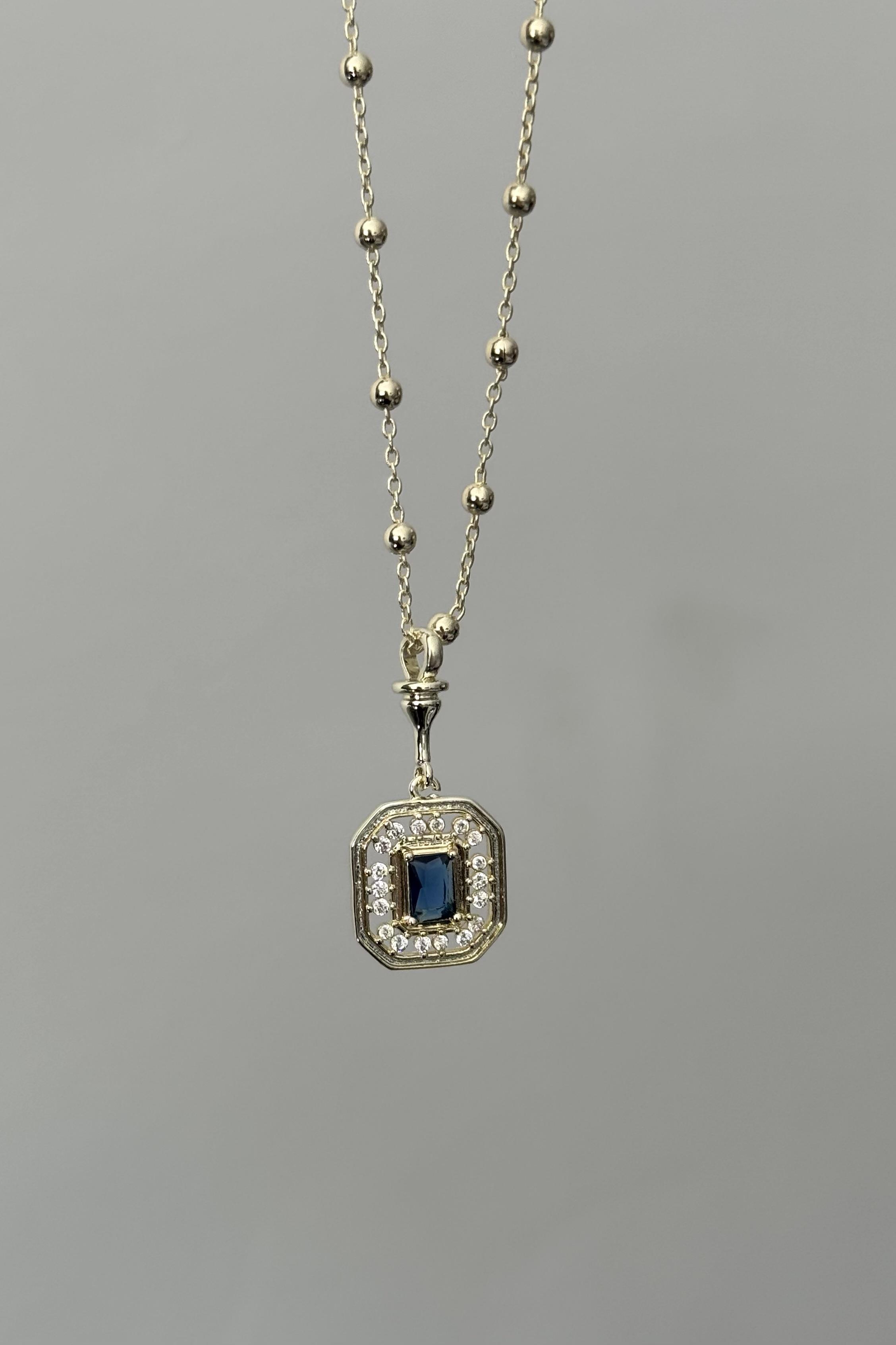 Blue Baugette Kolye