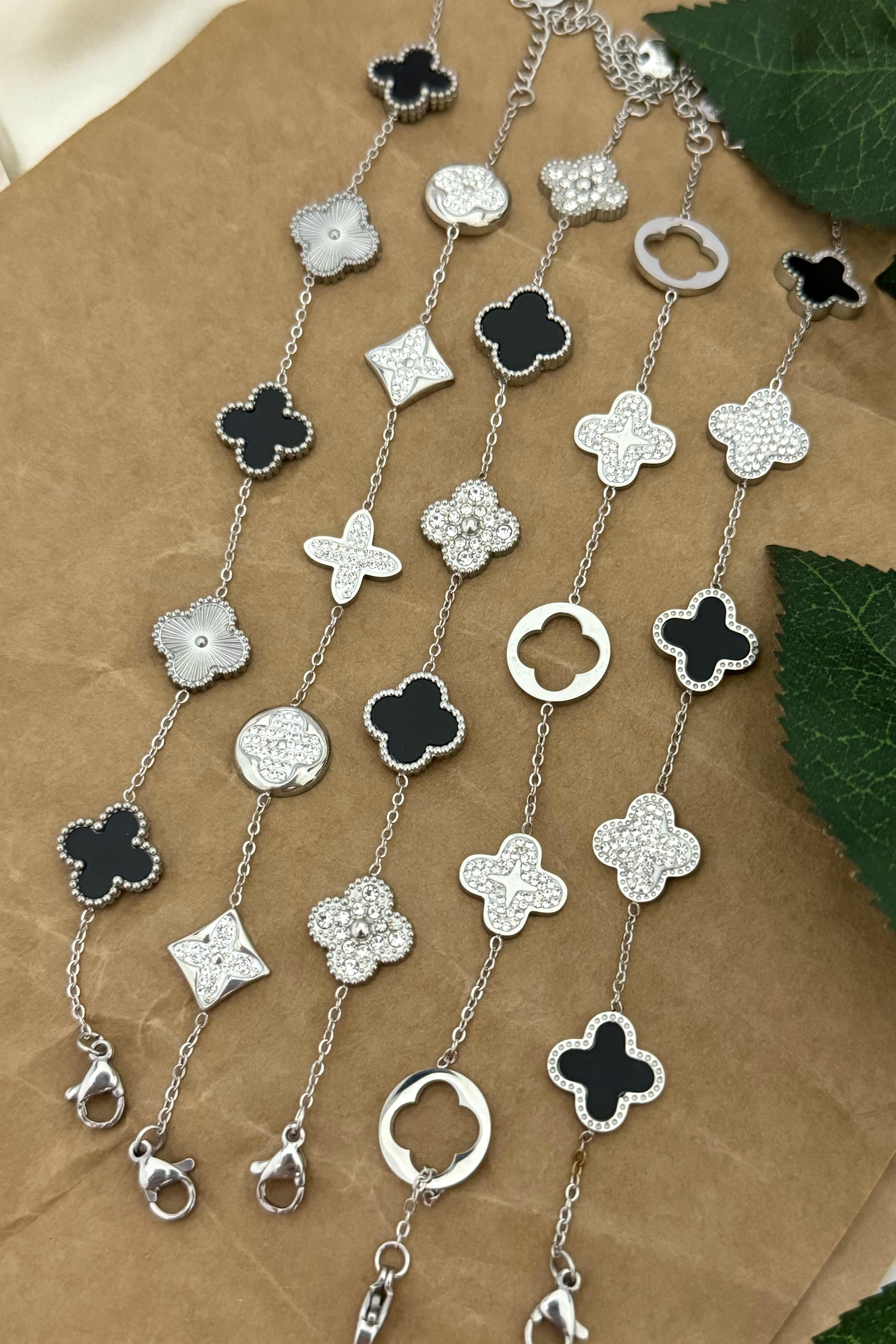 Cleef Black&Silver Taşlı Bileklik