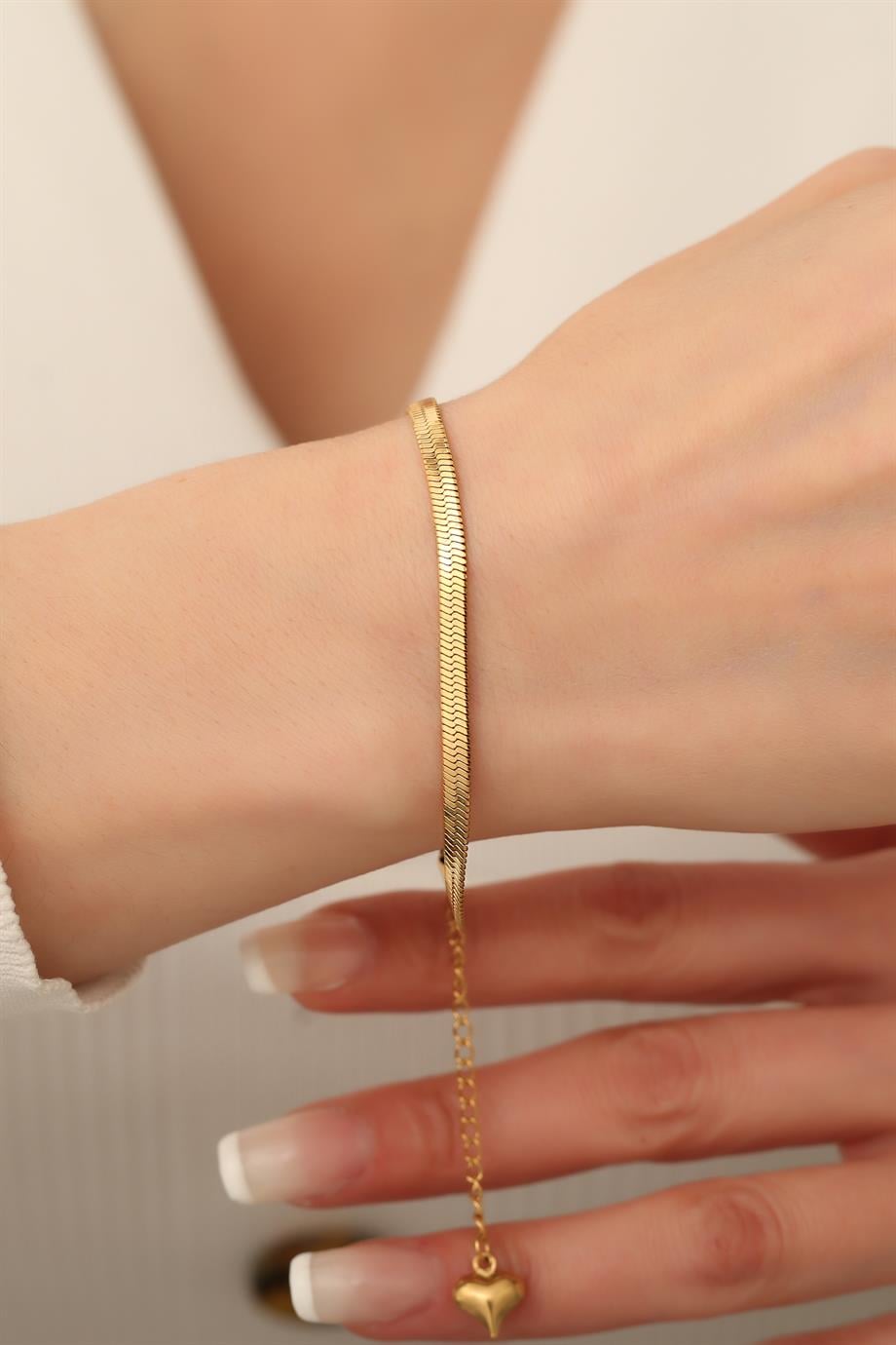 Gold İtalyan Çelik Bileklik