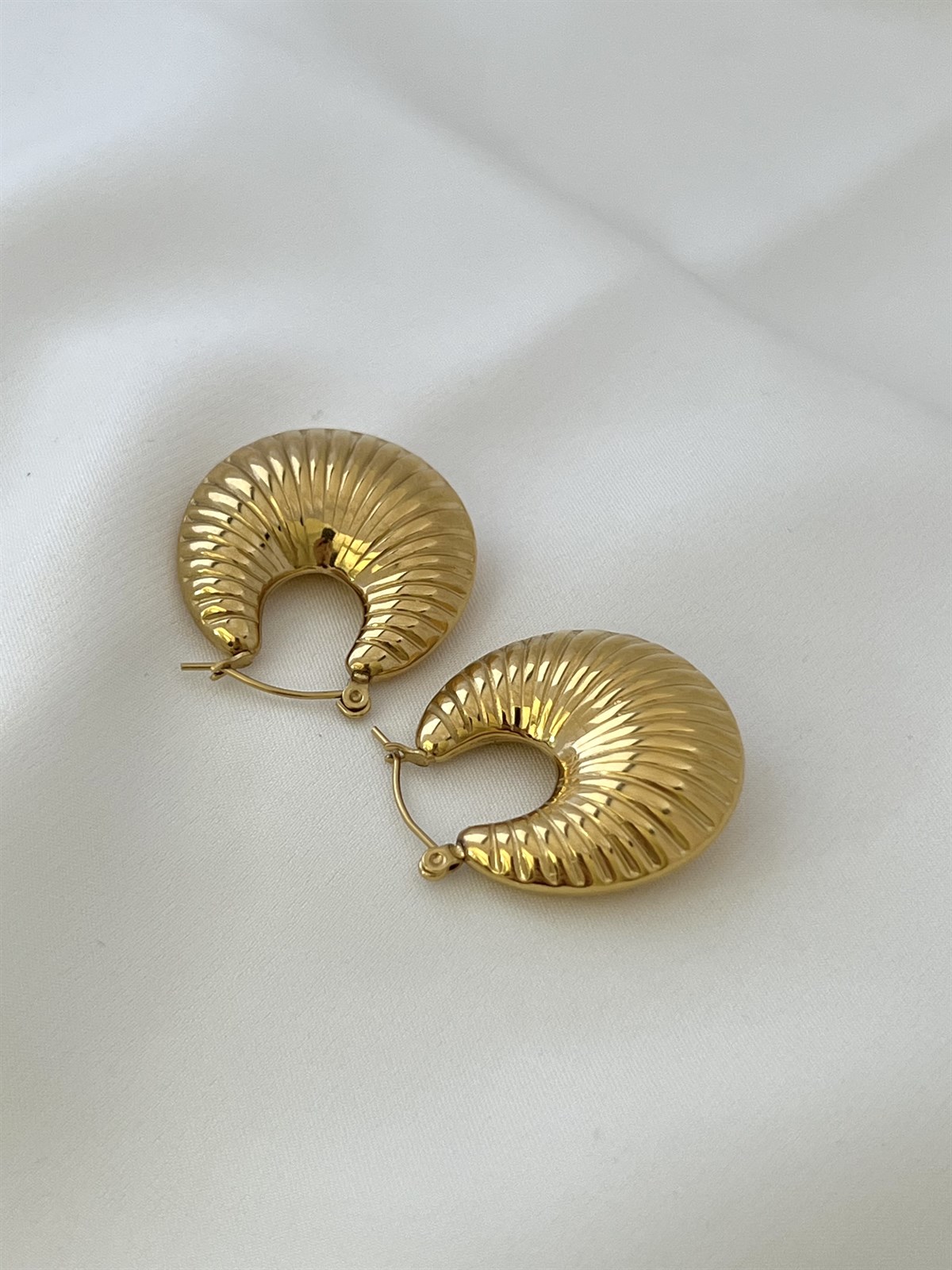 Hex Gold Halka Çelik Küpe