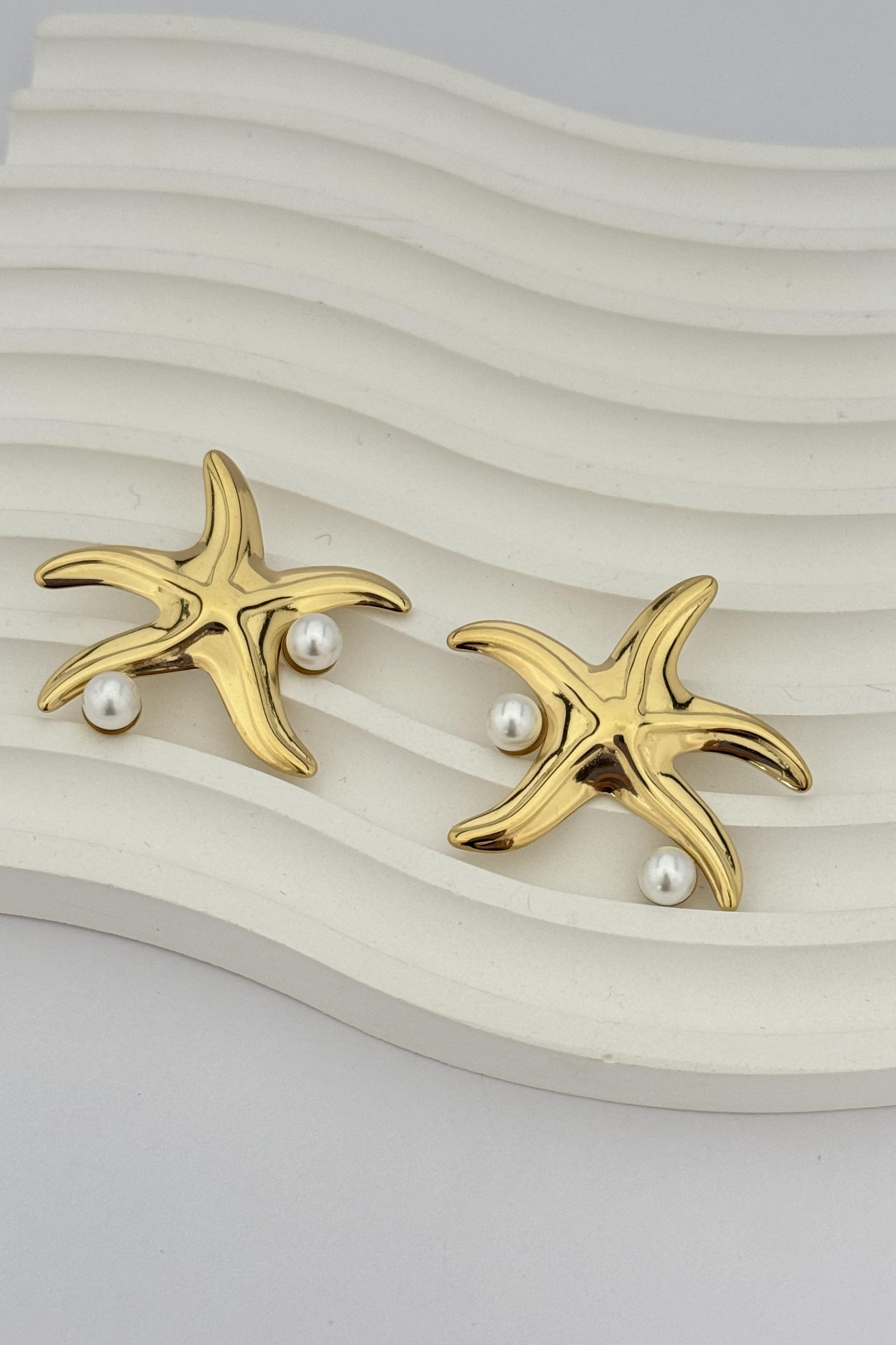 İncili Yıldız Küpe