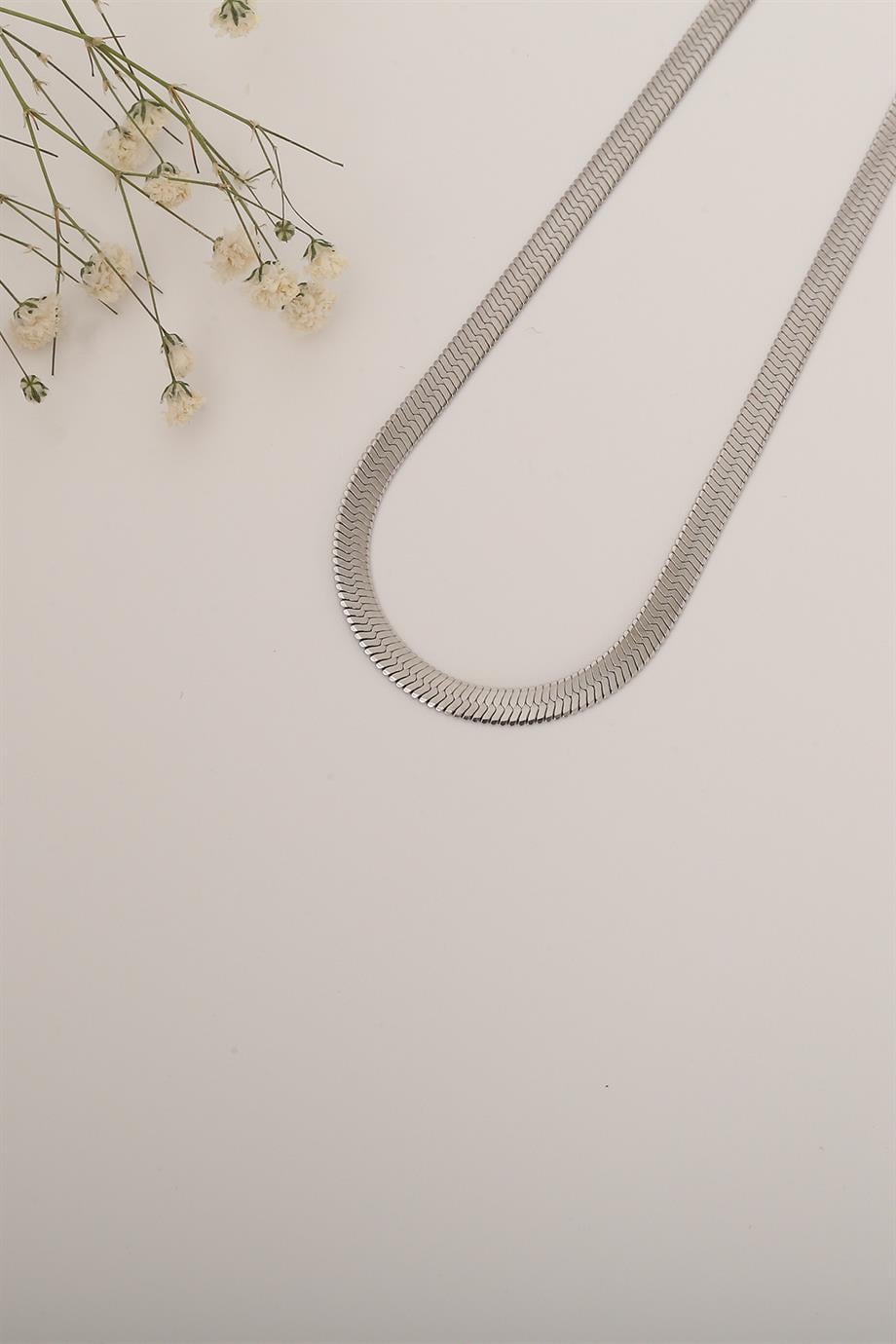 İtalyan Ezme Zincir Silver 45cm Kolye