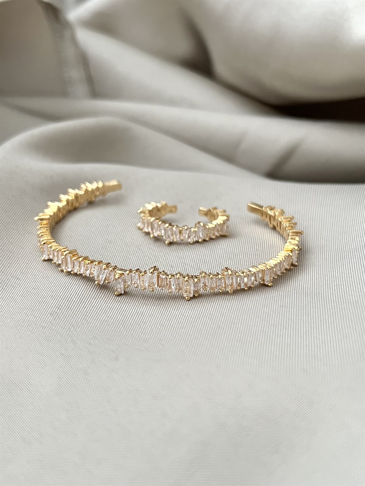 Kelepçe-Yüzük Set Slim Gold