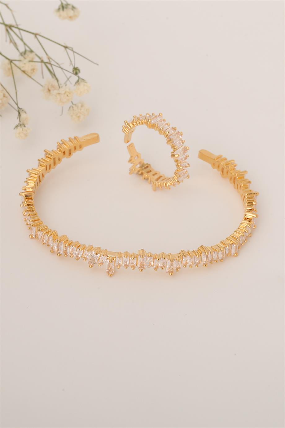 Kelepçe-Yüzük Set Slim Gold