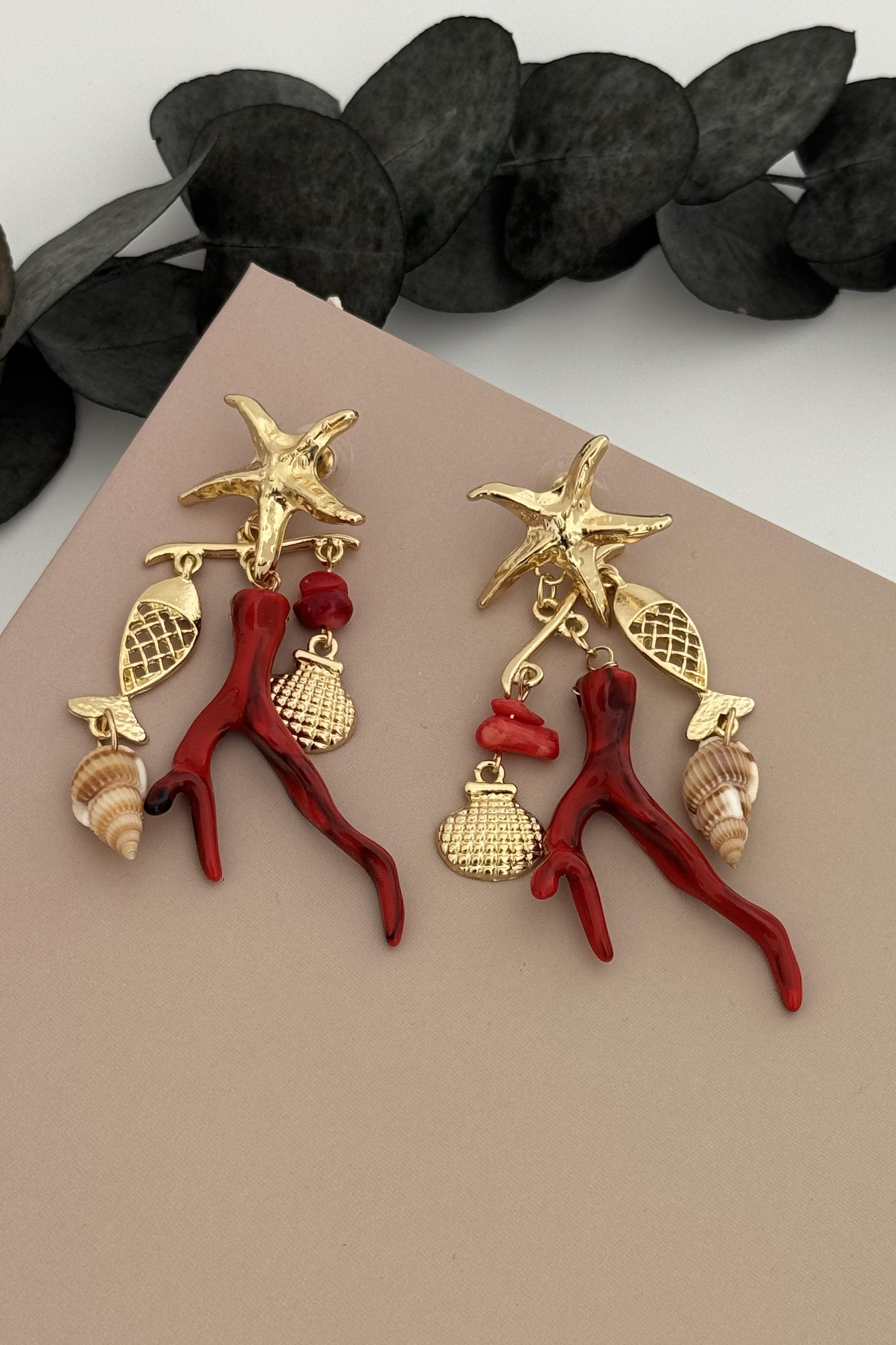 Ocean Charms Kırmızı Küpe