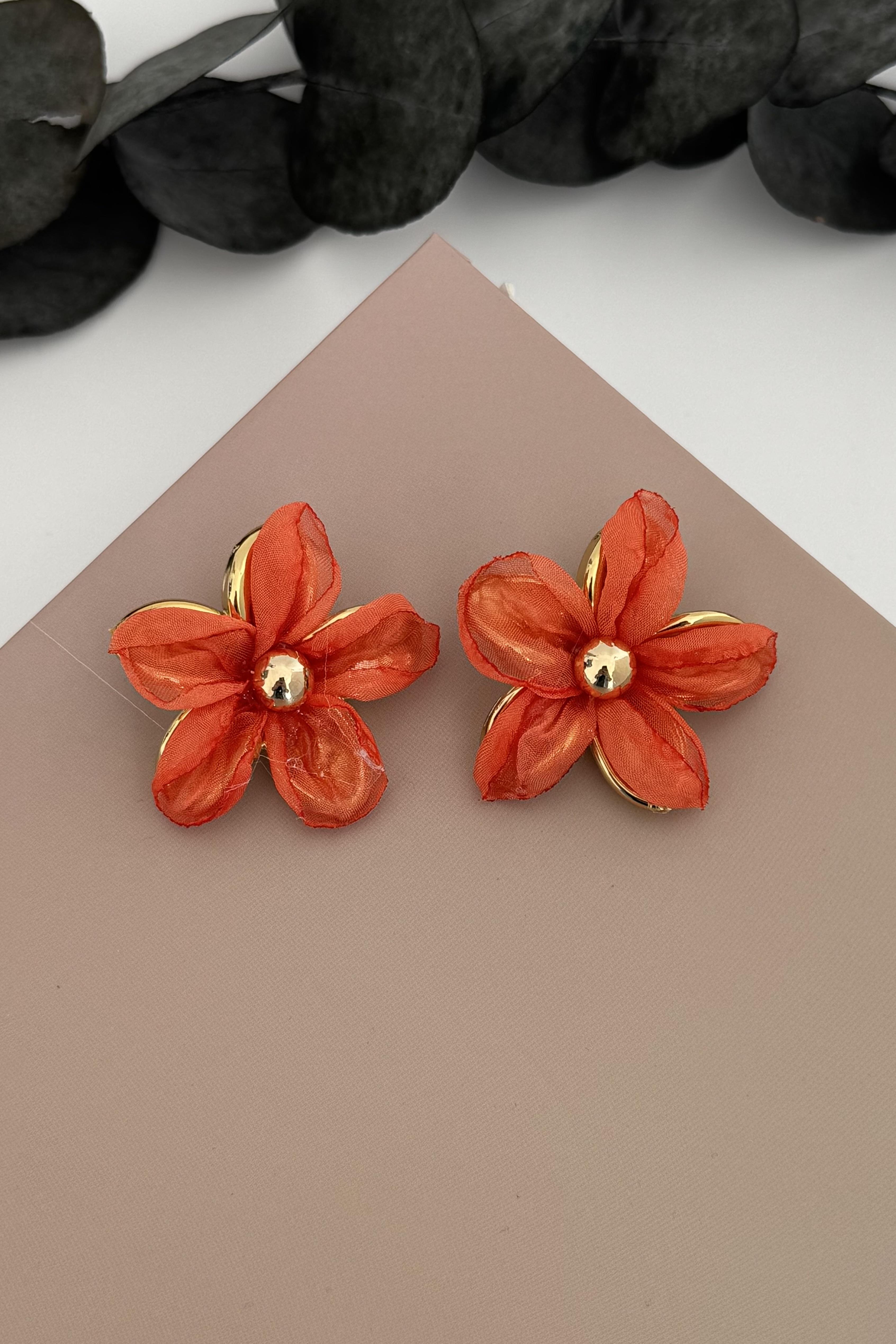 Petal Turuncu Küpe