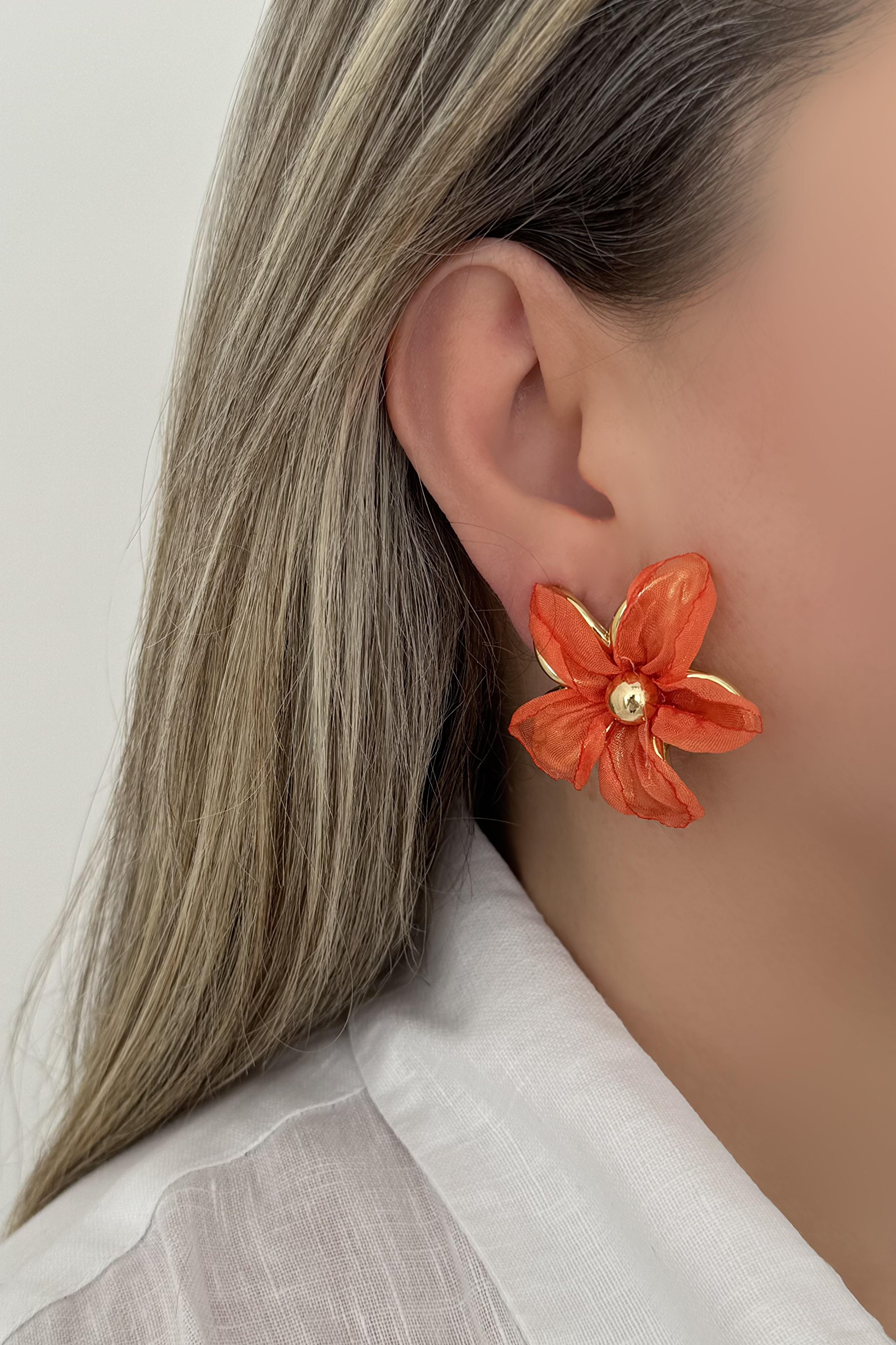 Petal Turuncu Küpe