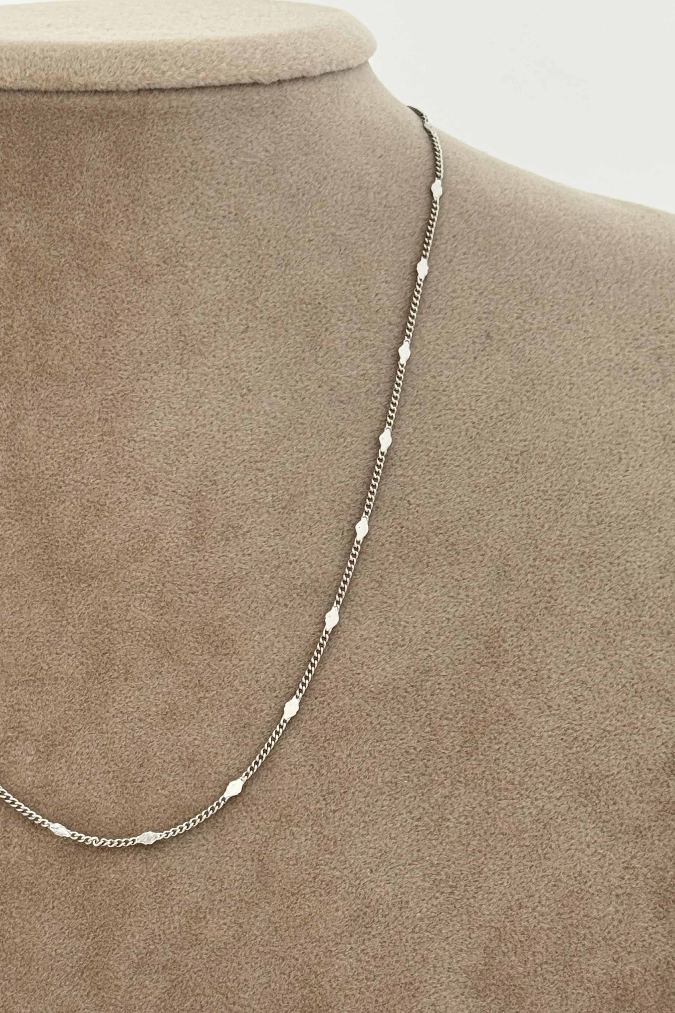 Pul Motifli Silver İnce Zincir Vip Seri Kolye 