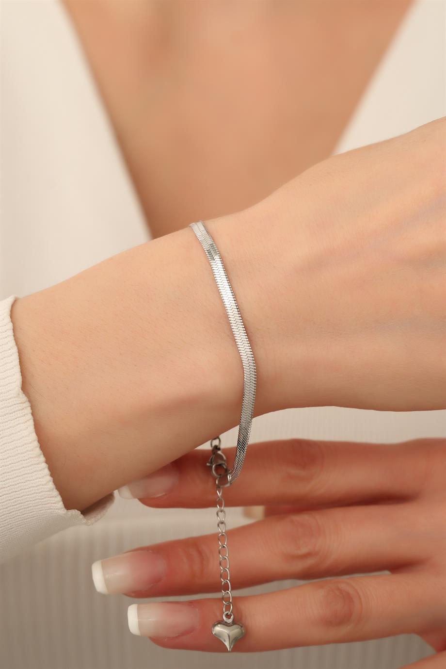 Silver İtalyan Çelik Bileklik