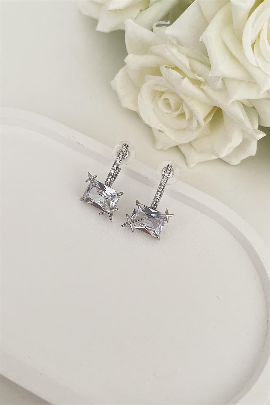 Silver Stone Küpe