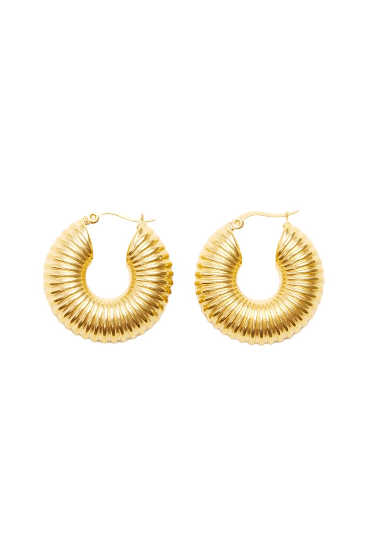Simple Halka Gold Çelik Küpe