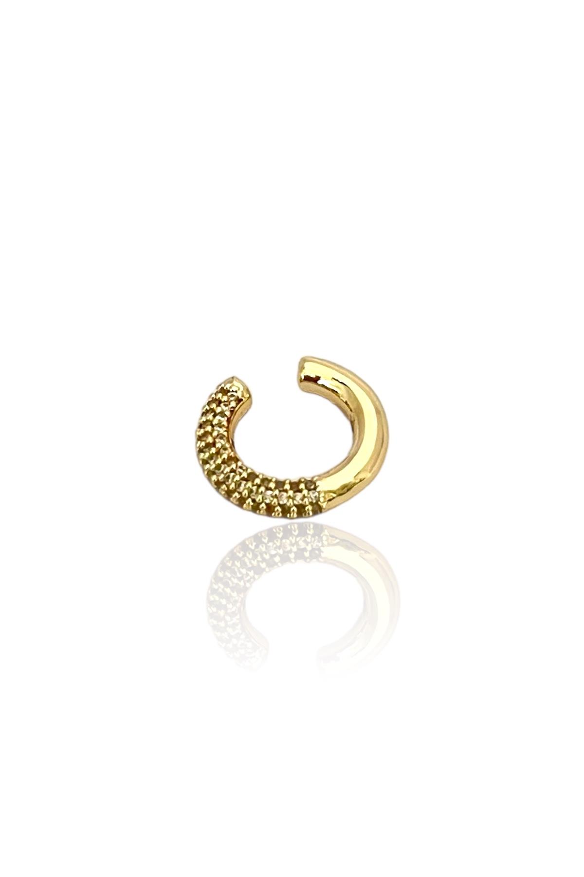 Taşlı Gold Kıkırdak Küpe