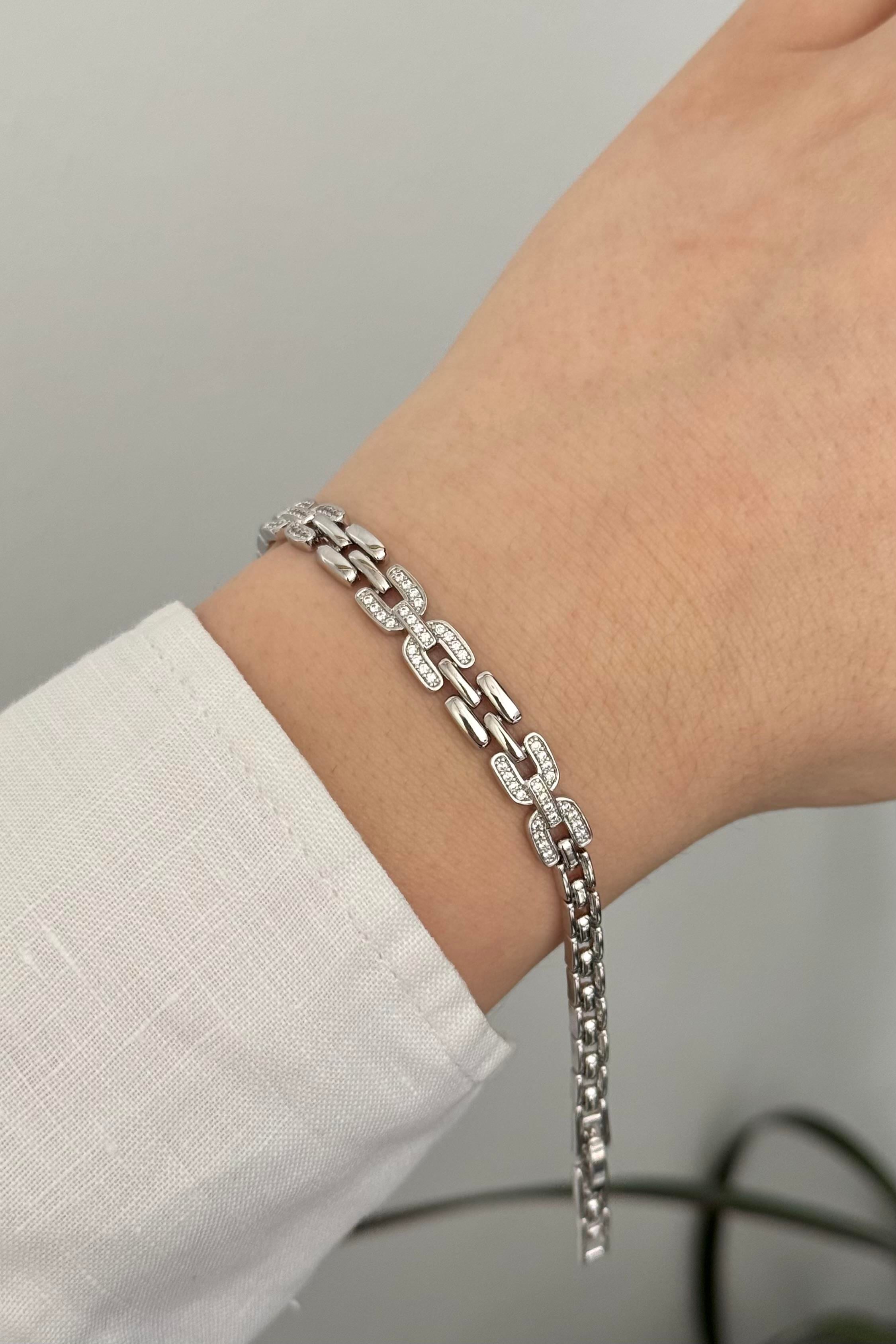 Taşlı Silver Vip Seri Bileklik