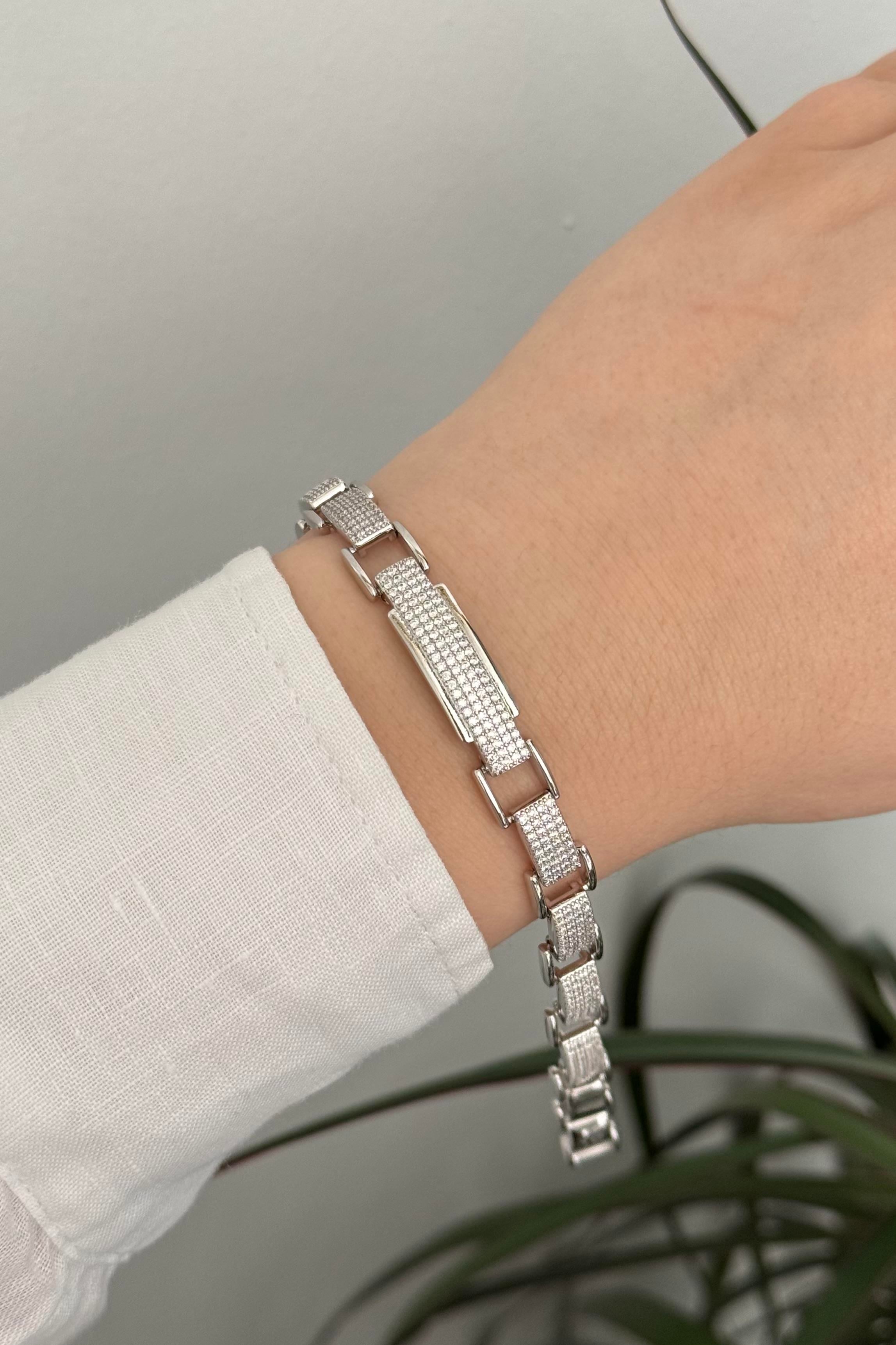 Taşlı Silver Vip Seri Bileklik