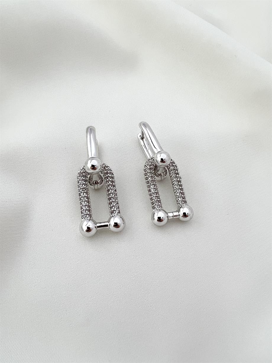 TF Taşlı Silver Küpe
