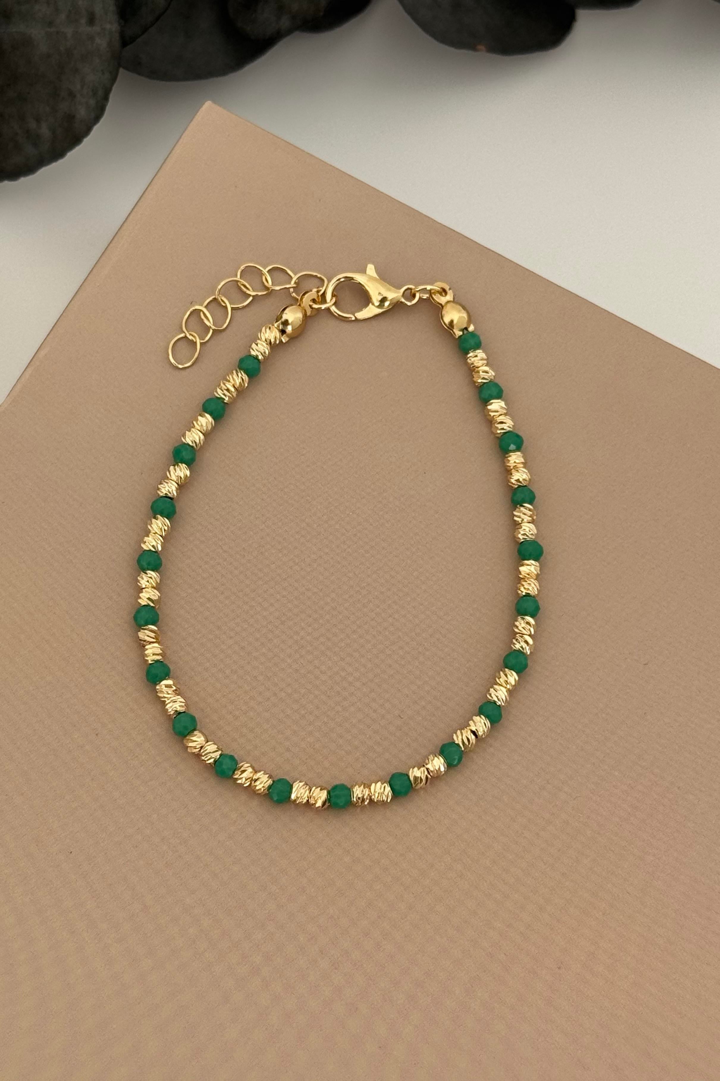Yeşil Ve Gold Dorika Bileklik