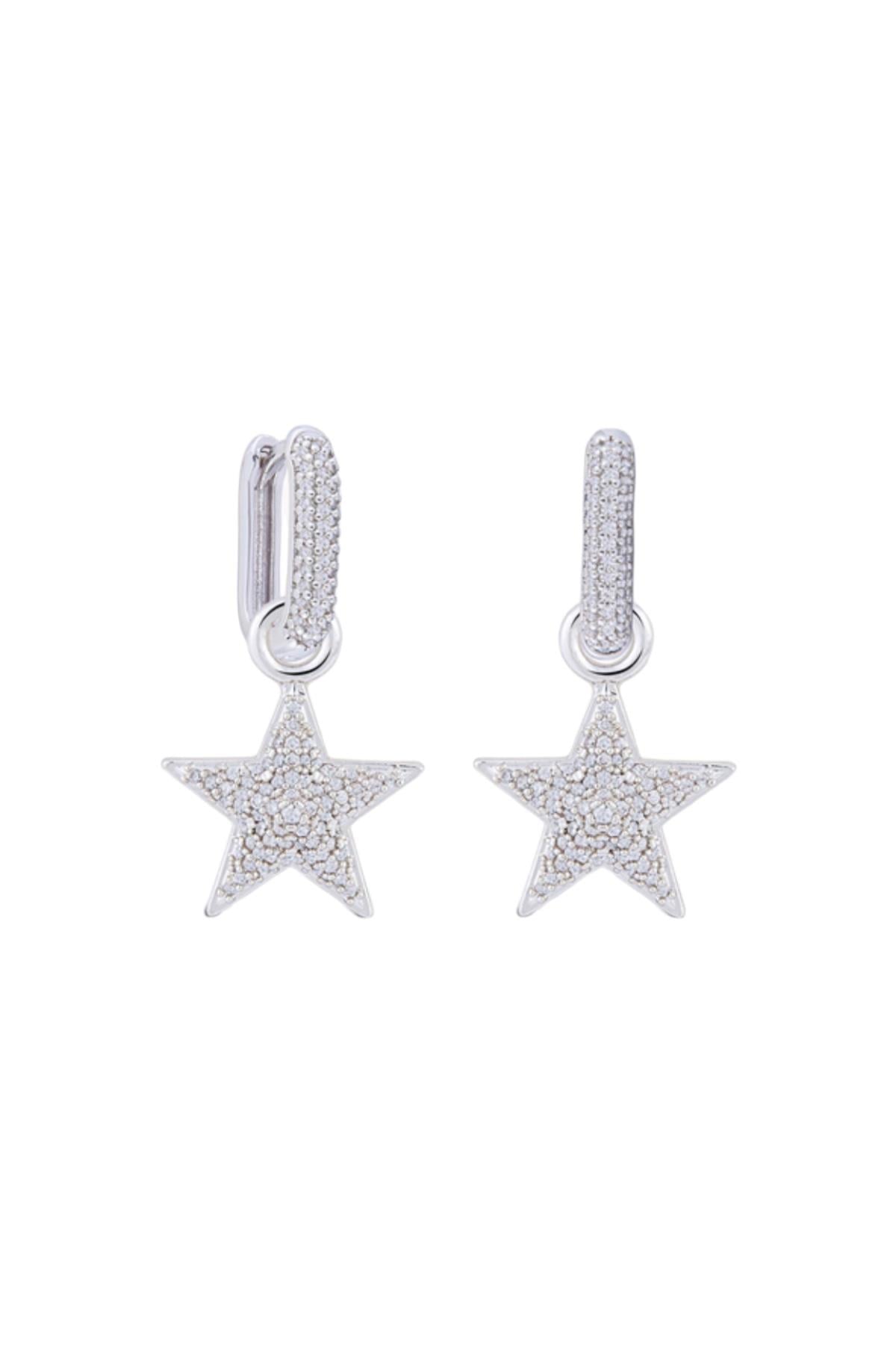 Yıldız Taşlı Silver Küpe