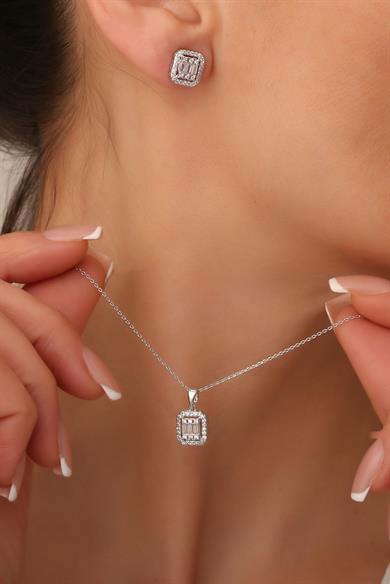 Baget Kolye-Küpe Set Silver