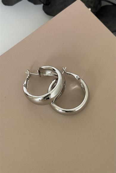 Bold Halka Silver Küpe