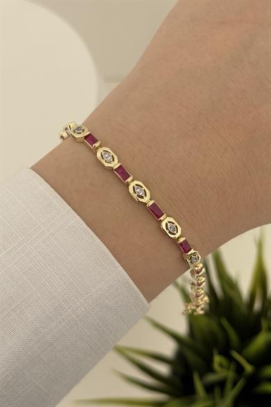 Bordo Baget Taşlı Bileklik