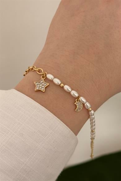 Celestia Pearl Vip Seri Gold Bileklik