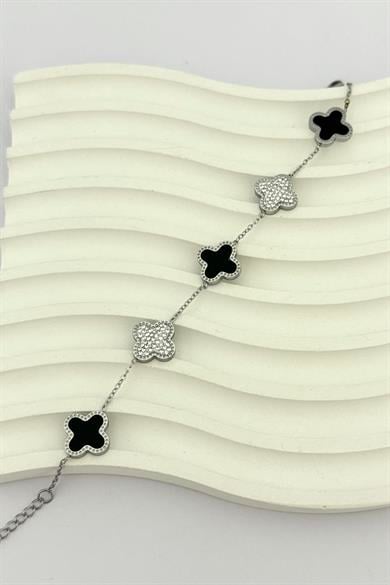 Cleef Black&Silver Taşlı Bileklik