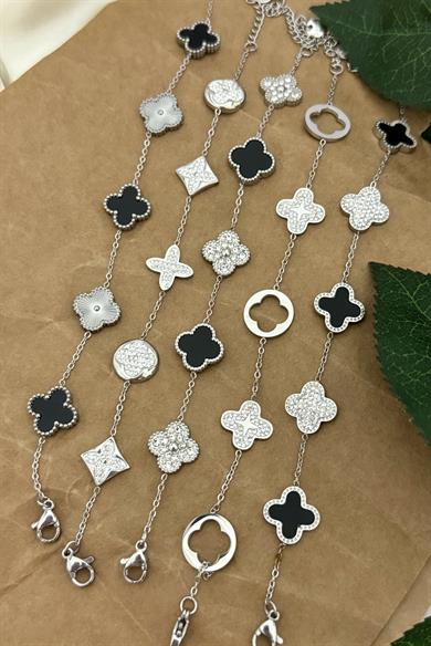 Cleef Black&Silver Taşlı Bileklik