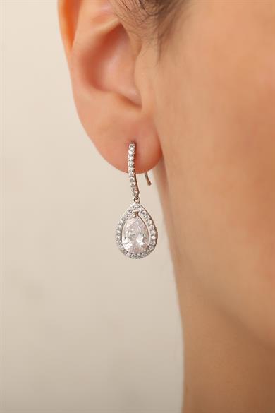 Damla Taşlı Silver Küpe