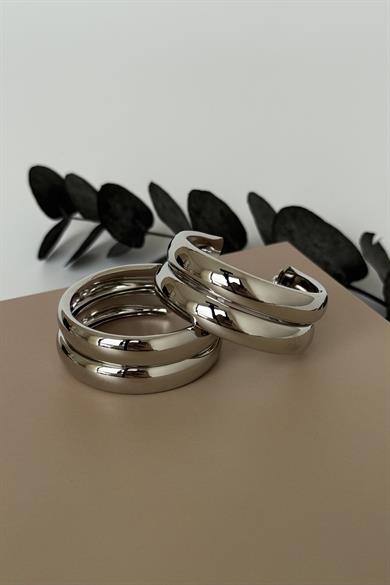 Double Bold Silver Küpe