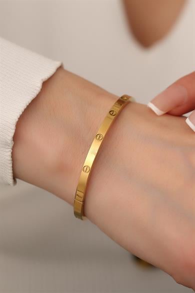 Gold Çelik Kelepçe Bileklik