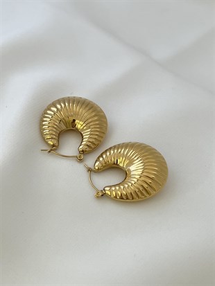 Hex Gold Halka Çelik Küpe